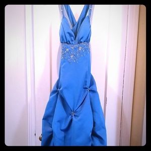 Blue Design Beading Cinderella Dress